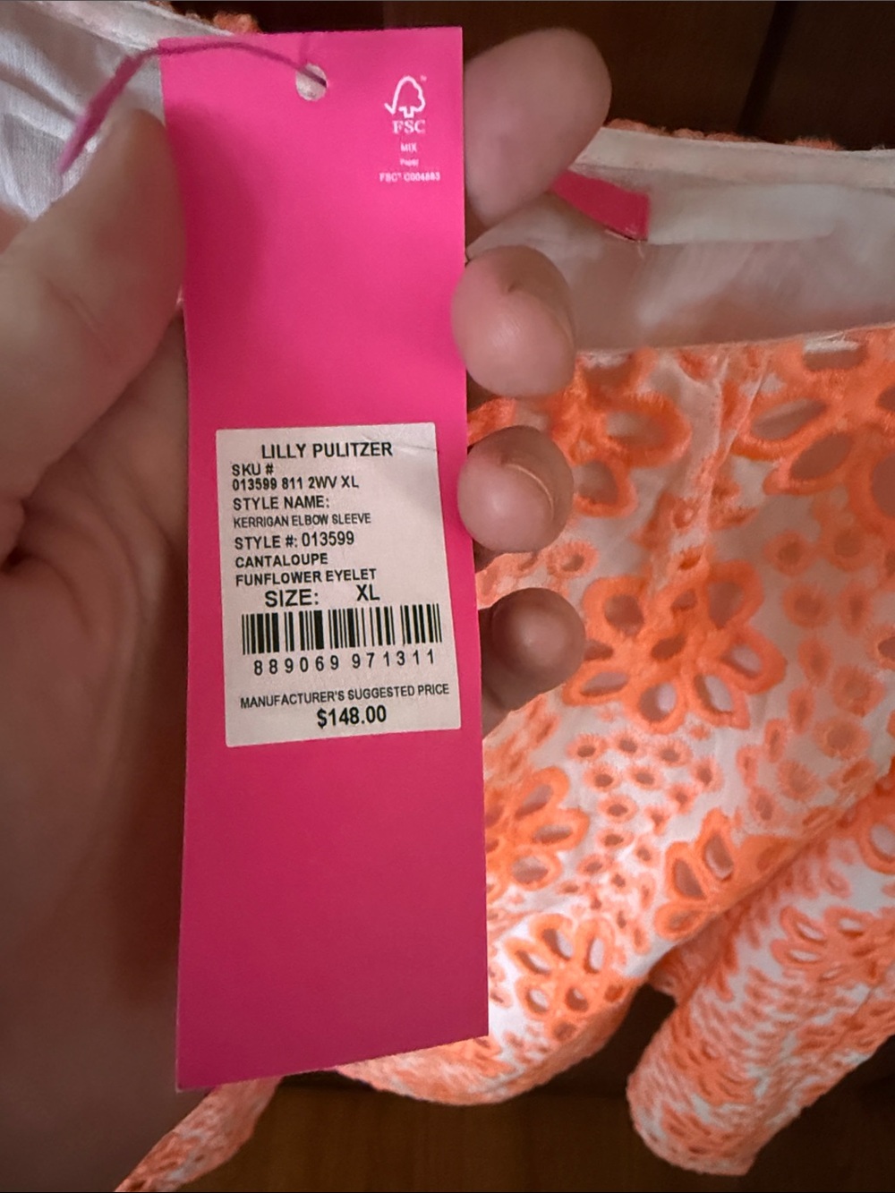Lilly Pulitzer Orange Floral Eyelet Off-Shoulder Blouse - Picture 3 of 4